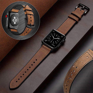 Leather + Silicone Apple Watch Band – Series 2-8 • 38-45 mm – Hybrid Comfort