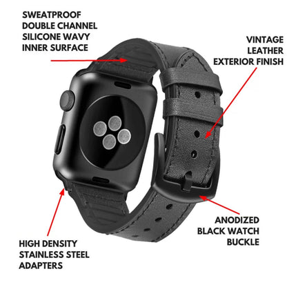 Leather + Silicone Apple Watch Band – Series 2-8 • 38-45 mm – Hybrid Comfort