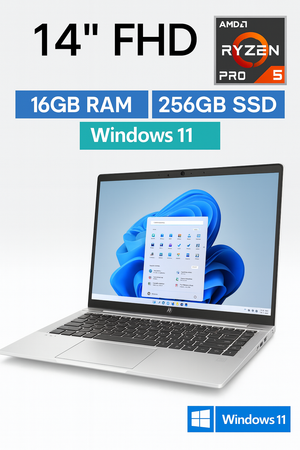 HP EliteBook 845 G8 14" FHD | AMD Ryzen 5 PRO | 16GB RAM | 256GB SSD | Windows 11 Pro – (Certified - Refurbished)