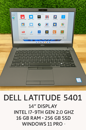 Dell Latitude 5401 – 14" Intel Core i7 (9th Gen) 2.60GHz – 16GB RAM – 256GB SSD – Windows 11 Pro – Used
