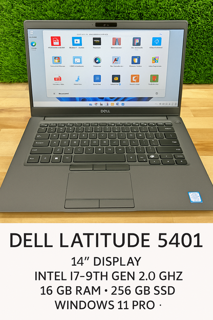 Dell Latitude 5401 – 14" Intel Core i7 (9th Gen) 2.60GHz – 16GB RAM – 256GB SSD – Windows 11 Pro – Used