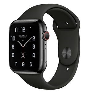 Hermes Apple Watch Series 7 GPS/ Cellular 45 mm - Space Black - Black Silicone Watch Band