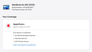 MacBook Air (2020) 13-inch – Apple M1 8-Core CPU • 7-Core GPU – 8GB RAM 256GB SSD – AppleCare+ 1/27