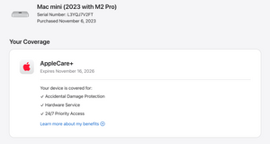Mac Mini (2023) – Apple M2 Pro 10-Core CPU • 16-Core GPU – 32GB RAM 4TB SSD – AppleCare+ 11/26