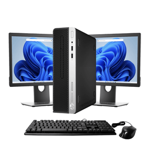 HP ProDesk 400 G4 – 4.00 GHz  – Black with Dual 24 Inch LCD and Keyboard & Mouse
