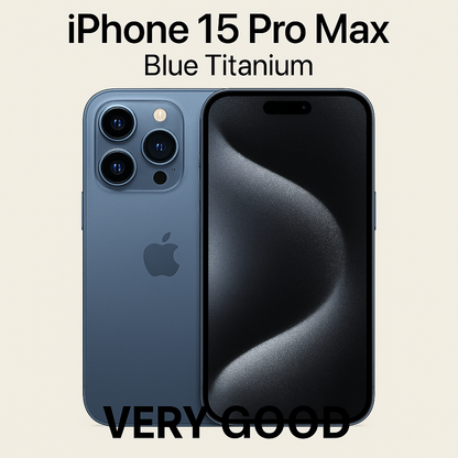 Apple iPhone 15 Pro Max – 6.7" Display – 256GB – Blue Titanium (Unlocked) – Very Good