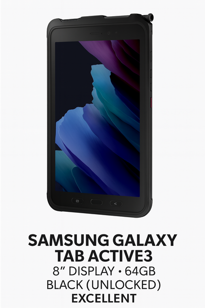 Samsung Galaxy Tab Active 3 T577U – 8" Display – 64GB – Black (Unlocked) – Excellent