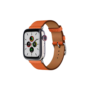 Apple Watch Series 7 (2021) GPS/Cellular A2477  - 45mm Titanium Case - Orange Faux Leather Band - Techable