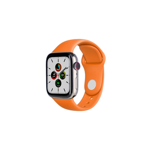 Apple Watch Series 7 (2021) GPS/Cellular A2477  - 45mm Titanium Case - Silicone Orange Sports Band - Techable