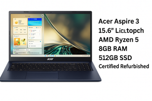 Acer Aspire 3 15.6" Laptop AMD Ryzen 5 2.8GHz 8GB RAM 512GB SSD – Certified Refurbished