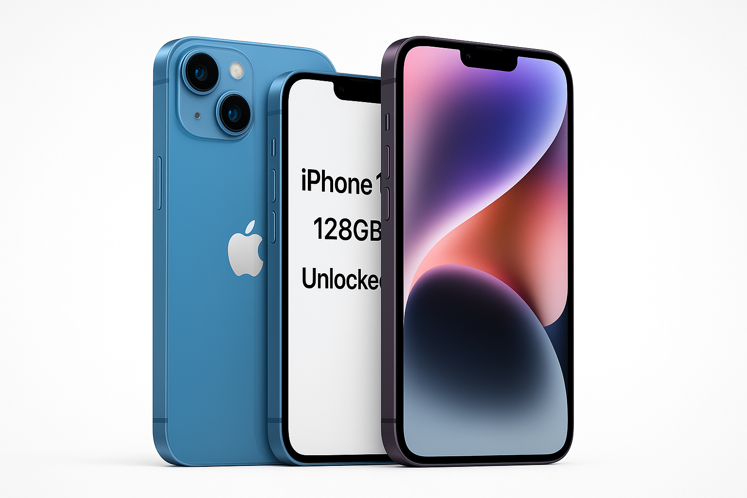Apple iPhone 14 Unlocked 128GB blue and purple
