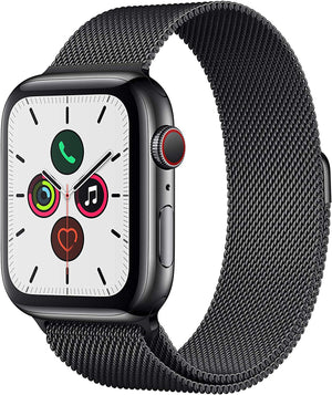 Apple Watch Series 5 GPS+LTE w/ 44MM Black Stainless Steel Case & Milanese Loop (Refurbished)