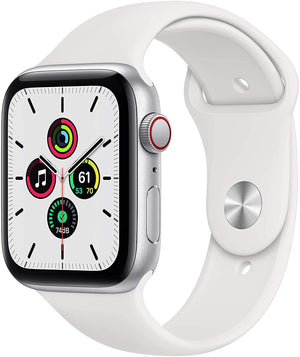 Apple Watch SE 1st Gen (GPS + LTE) 44mm Silver Aluminum Case & White Sport Band (Refurbished) - Techable