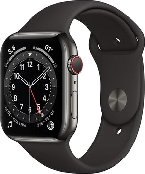 Apple Watch Series 6 (GPS + LTE) 44mm Graphite Stainless Steel Case & Black Sport Band (Pre-Owned)