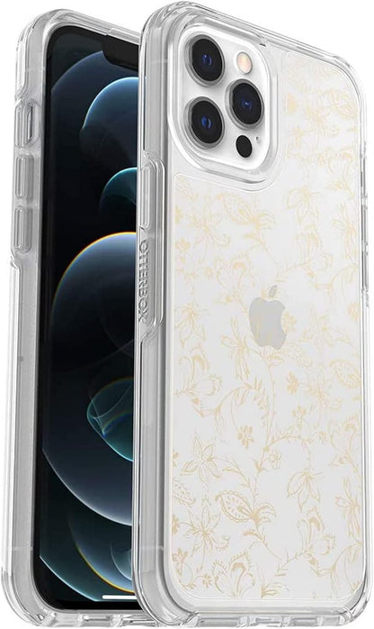 OtterBox SYMMETRY SERIES Clear Case for iPhone 13 Pro Max/ 12 Pro Max - Wallflower Graphic (Clear/Gold) (Renewed)