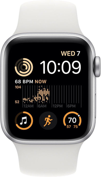 Apple Watch SE 2nd Gen (GPS + LTE) 40mm Silver Aluminum Case & White Sport Band (Certified Refurbished) - Techable