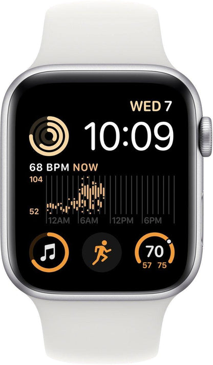 Apple Watch SE 2nd Gen (GPS + LTE) 44mm Silver Aluminum Case & White Sport Band (Pre-Owned) - Techable