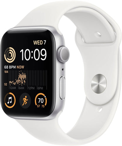 Apple Watch SE 2nd Gen (GPS + LTE) 44mm Silver Aluminum Case & White Sport Band (Refurbished)