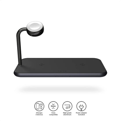 ZENS Aluminium 20W Dual and Watch Wireless Charger - Black (Certified Refurbished) - Techable