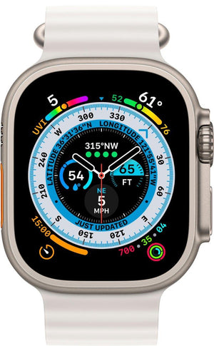Apple Watch Series Ultra - Titanium Case w/ White Ocean Band, Unlocked, 49mm - Certified Refurbished - Techable