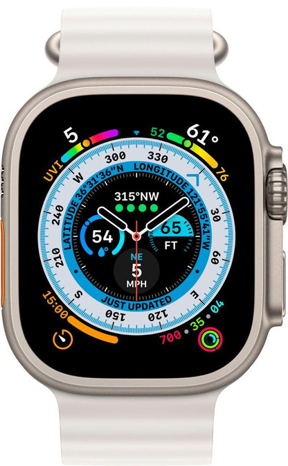 Apple Watch Series Ultra - Titanium Case w/ White Ocean Band, Unlocked, 49mm - Certified Refurbished - Techable
