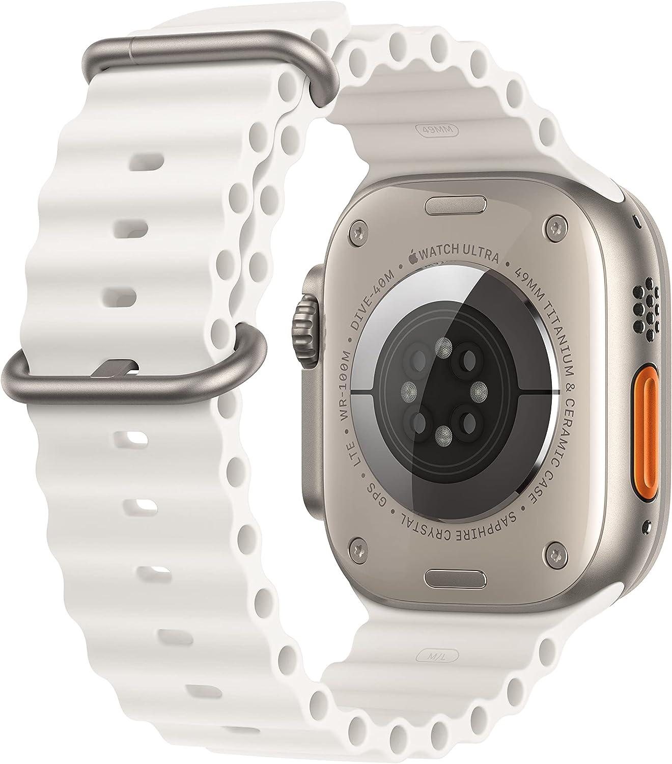 Apple Watch Series Ultra - Titanium Case w/ White Ocean Band, Unlocked, 49mm - Certified Refurbished - Techable
