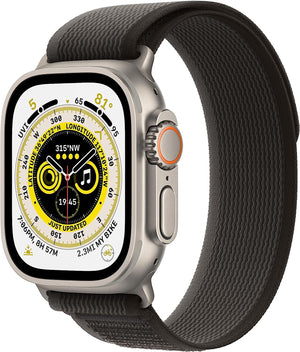 Apple Watch Series Ultra - Titanium Case w/ S/M Black Trail Loop Band, Unlocked, 49mm - Refurbished