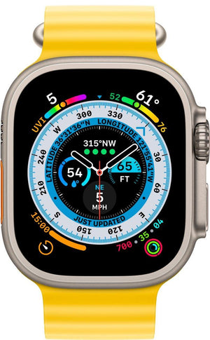 Apple Watch Ultra (GPS + LTE) 49mm Silver Titanium Case & Yellow Ocean Band (Pre-Owned) - Techable