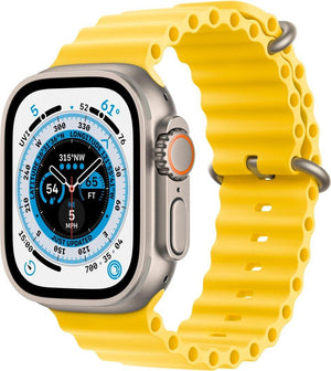 Apple Watch Ultra (GPS + LTE) 49mm Silver Titanium Case & Yellow Ocean Band (Pre-Owned) - Techable