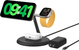 Belkin BoostCharge Pro 3-in-1 Wireless Charging Stand - Black (Renewed)