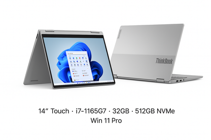 Lenovo ThinkBook 14s Yoga ITL 14" 2-in-1 Touchscreen Laptop Intel Core i7-1165G7 32GB RAM 512GB SSD – Excellent Refurbished