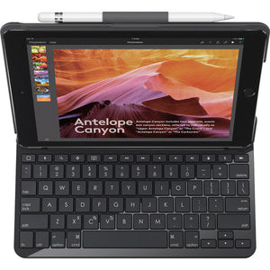 Logitech Slim Folio Keyboard Case for Apple iPad 5th & 6th Generation - Black (Pre-Owned)