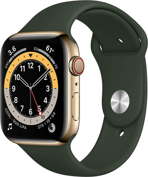Apple Watch Series 6 GPS + LTE 44MM Gold Stainless Steel Case Cyprus Green Band (Used)