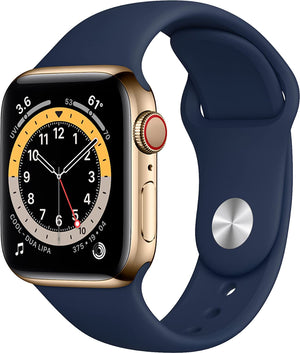 Apple Watch Series 6 GPS + LTE 40MM Gold Stainless Steel Case & Navy Sport Band (Pre-Owned)