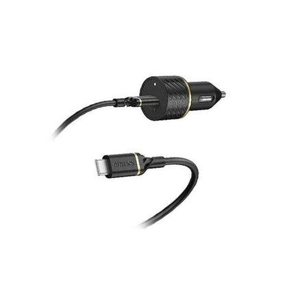 OtterBox Fast Charge Car Charging Kit 18W & USB-C to USB-C 1M Cable - Black (New) - Techable