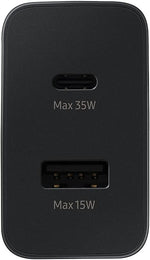 Samsung 35W Dual Port Wall Charger USB-C Adapter Super Fast Charging Block (New) - Techable
