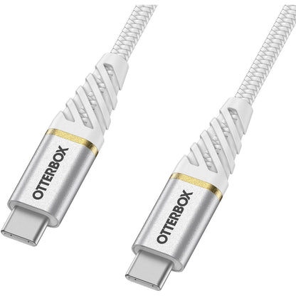 OtterBox Braided Nylon USB-C to USB-C Fast Charge Cable 1 Meter - White (New) - Techable
