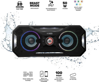 Altec Lansing IMW997-STL Mix 2.0 Waterproof Bluetooth Speaker - Black (New) - Techable