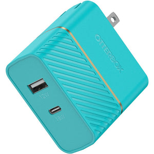 OtterBox USB-C and USB-A Dual Port Wall Charger 30W - Aqua (New)