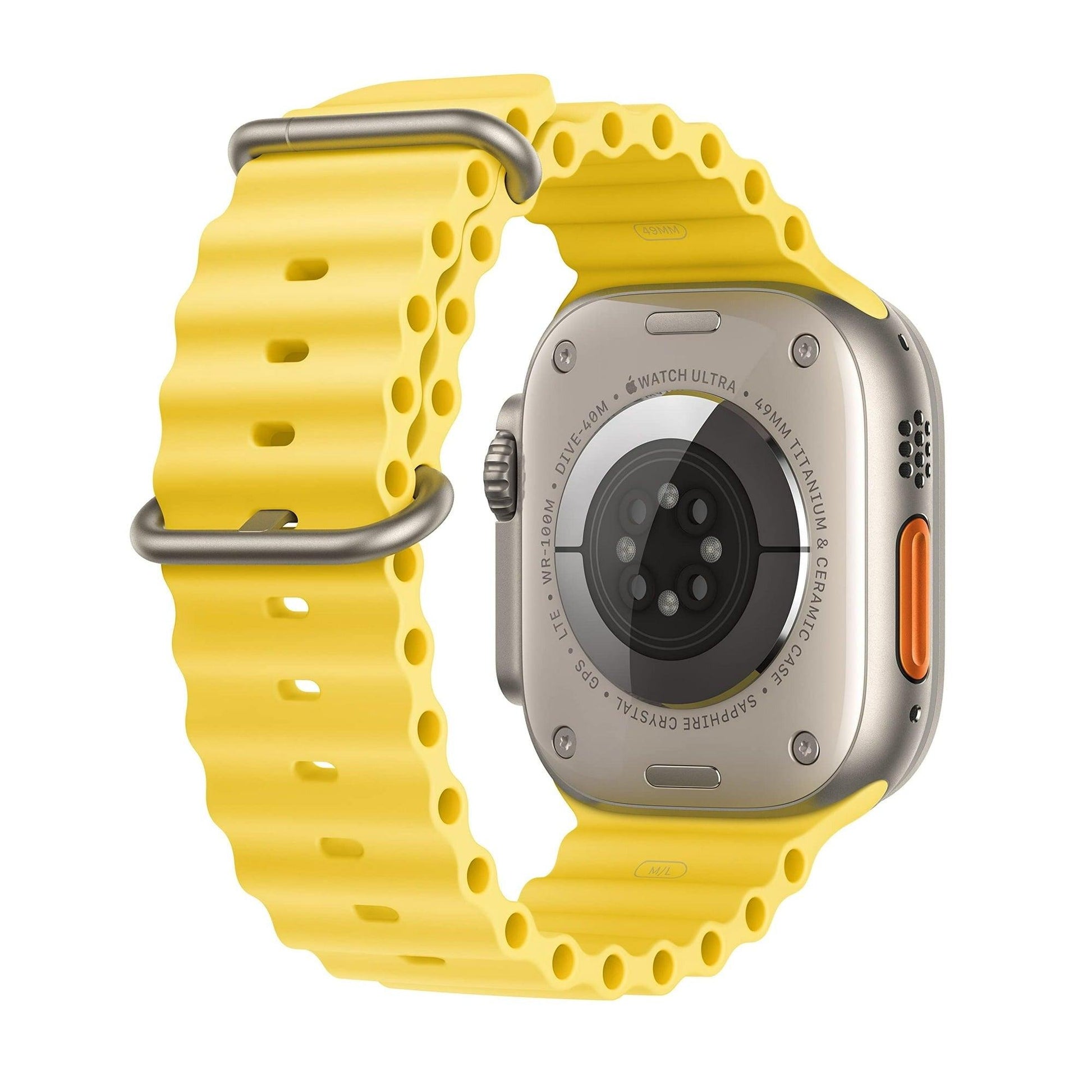 Apple Watch Ultra (GPS + LTE) 49mm Silver Titanium Case & Yellow Ocean Band (Pre-Owned) - Techable