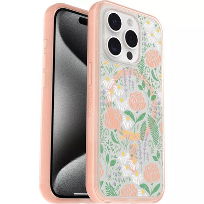 OtterBox SYMMETRY SERIES Clear Case for iPhone 15 Pro - Peachy Bloom (Renewed)