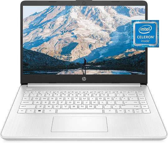 HP 14DQ0052DX 14" Laptop – Intel Celeron N4120 • 4GB RAM • 64GB eMMC – Win 11 Home (Open box)