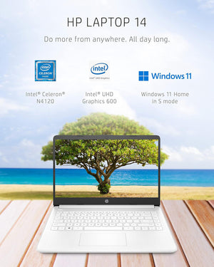 HP 14" 14DQ0052DX  Intel Celeron N4120  White  4 GB/64 GB  Windows 11