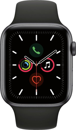 Apple Watch Series 5 (GPS + LTE) 44mm Space Gray Aluminum Case & Black Sport Band (Pre-Owned) - Techable