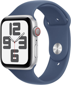 Apple Watch Series SE 2nd Gen (GPS+LTE) 44MM Silver Aluminum Case Denim Sport Band (Pre-Owned)