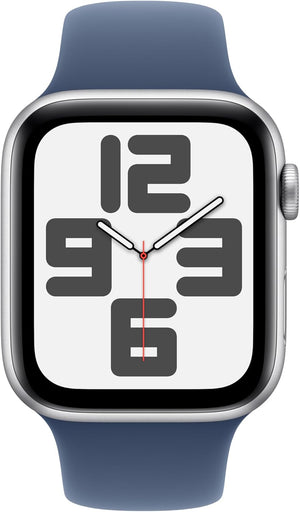 Apple Watch Series SE 2nd Gen (GPS+LTE) 44MM Silver Aluminum Case Denim Sport Band (Pre-Owned)