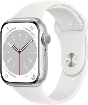 Apple Watch Series 8 (GPS + LTE) 45mm Silver Aluminum Case & White Sport Band (Pre-Owned)