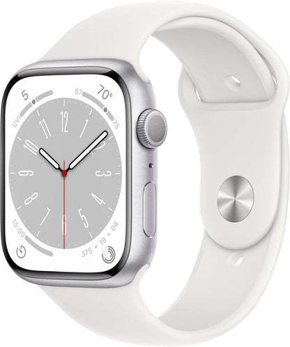Apple Watch Series 8 (GPS + LTE) 45mm Silver Aluminum Case & White Sport Band (Pre-Owned)