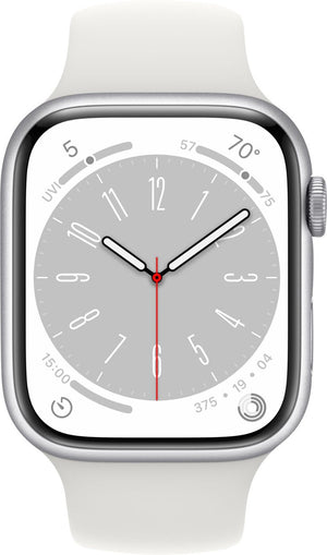 Apple Watch Series 8 (GPS + LTE) 45mm Silver Aluminum Case & White Sport Band (Pre-Owned)