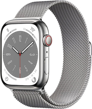 Apple Watch Series 8 (GPS + LTE) 45MM Silver Stainless Steel Case Milanese Loop (Pre-Owned)